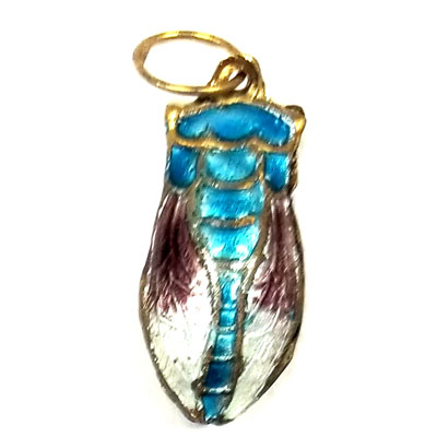 ENAMEL CICADA 11X24MM TEAL